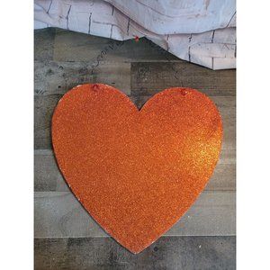 Red wooden glitter heart Valentine's sign decor